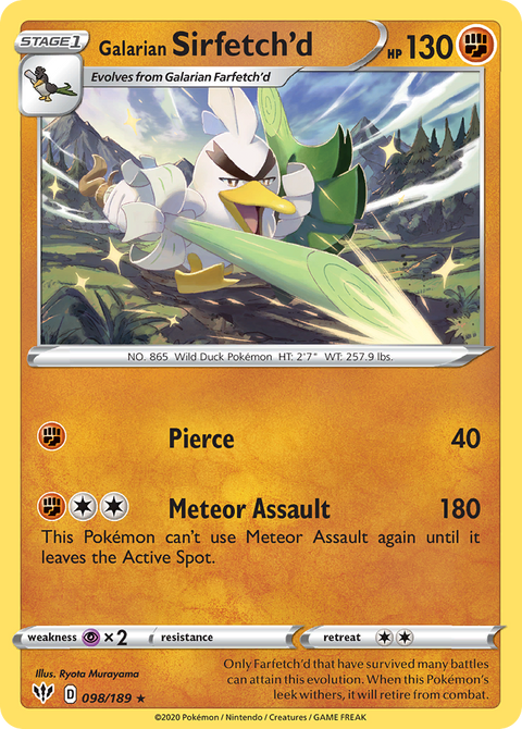 Galarian Sirfetch'd 98 Darkness Ablaze Pokémon card