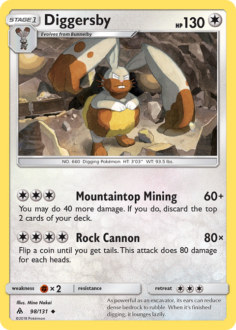 Diggersby 98 Forbidden Light Pokémon card
