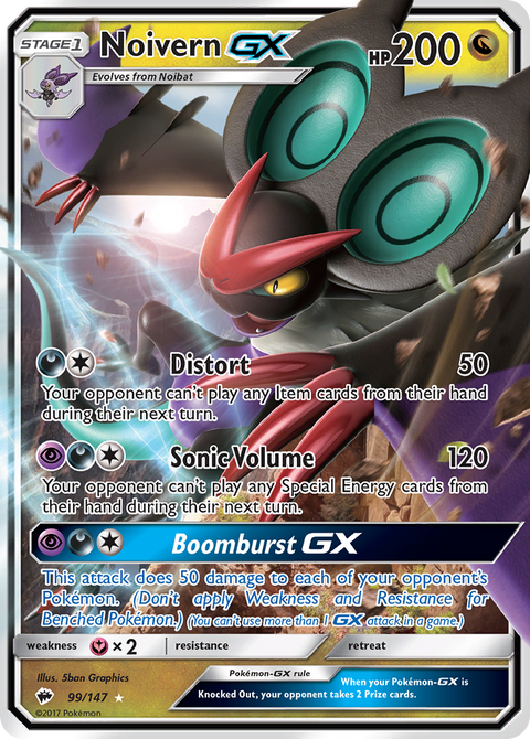 Noivern-GX 99 Burning Shadows Pokémon card