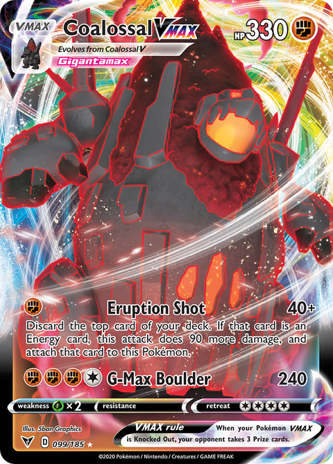 Coalossal VMAX 99 Vivid Voltage Pokémon card