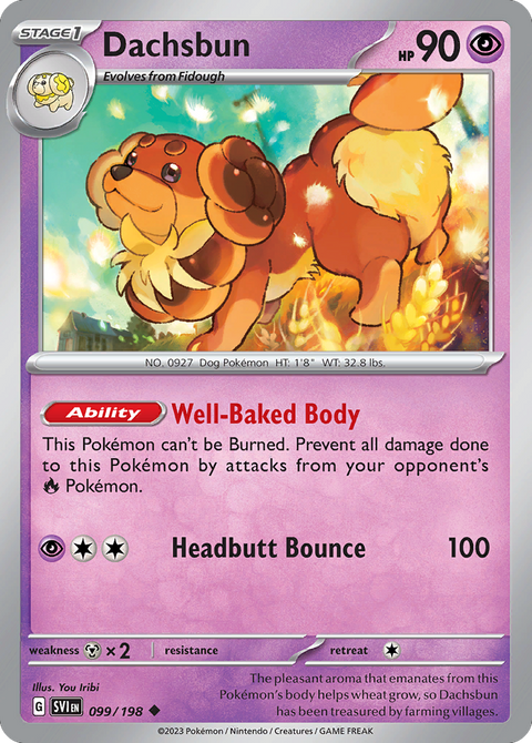 Dachsbun 99 Scarlet & Violet Pokémon card