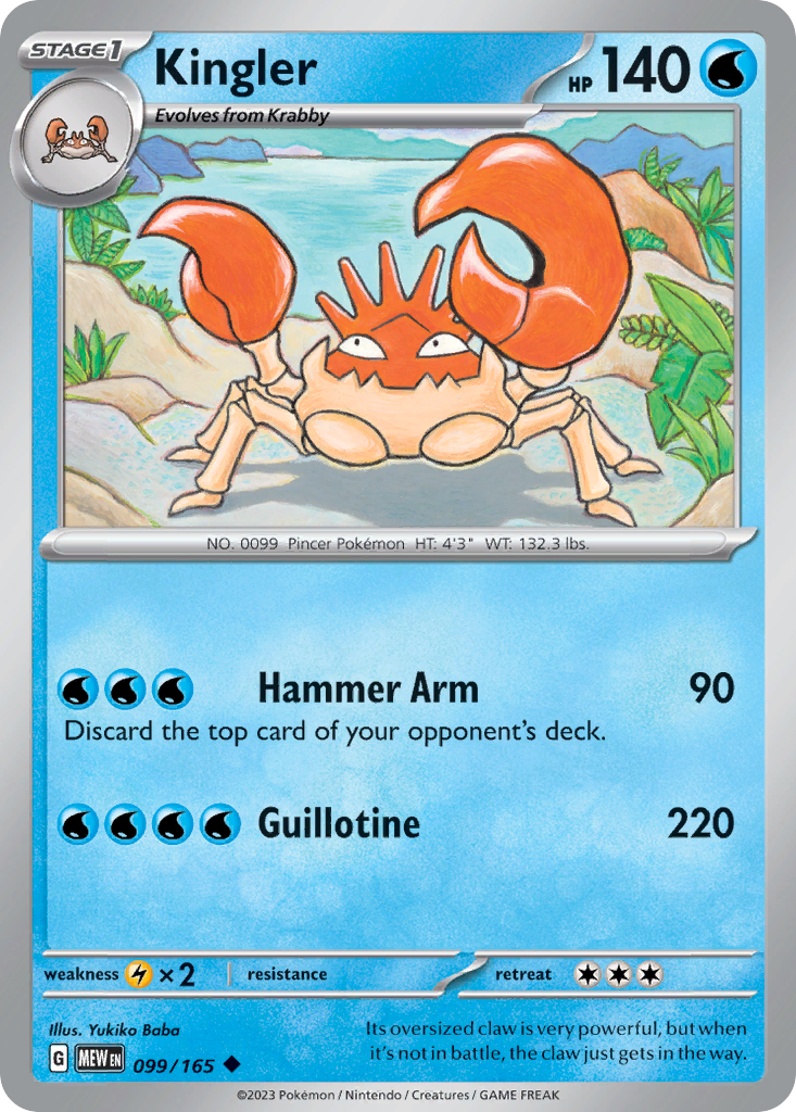 Kingler 99 151 Pokémon card