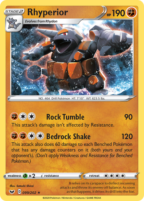 Rhyperior 99 Sword & Shield Pokémon card