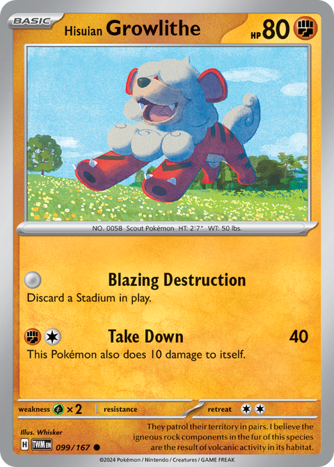 Hisuian Growlithe 99 Twilight Masquerade Pokémon card