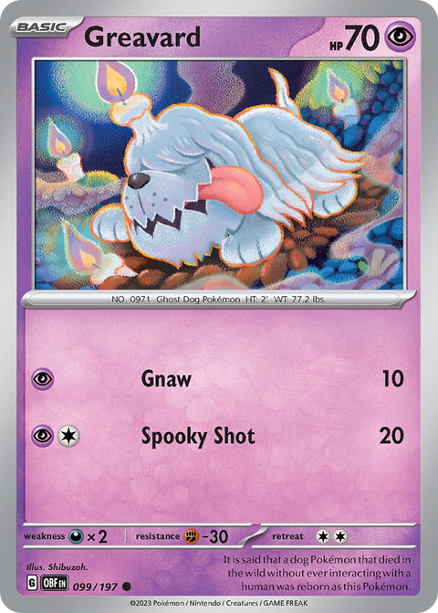 Greavard 99 Obsidian Flames Pokémon card