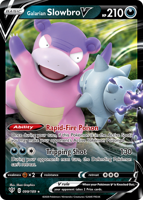 Galarian Slowbro V 99 Darkness Ablaze Pokémon card