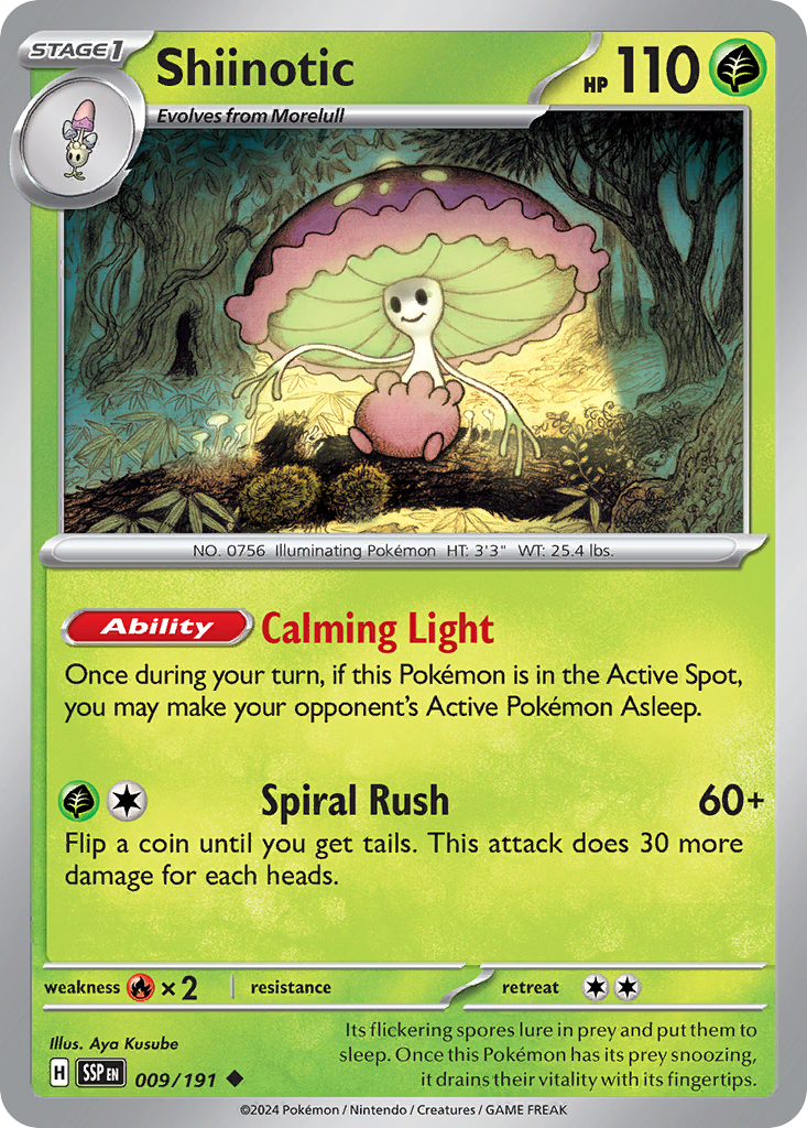Shiinotic 9 Surging Sparks Pokémon card