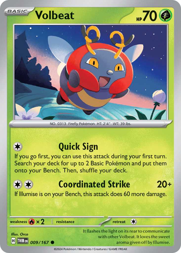 Volbeat 9 Twilight Masquerade Pokémon card