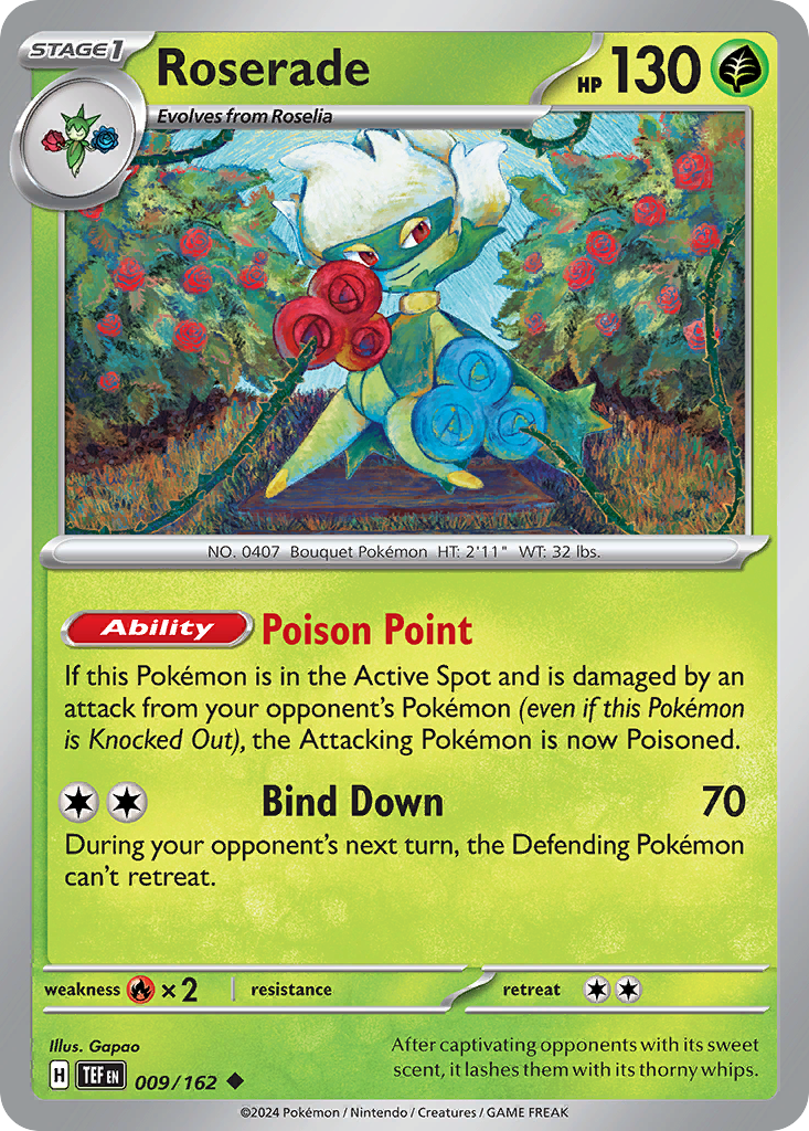 Roserade 9 Temporal Forces Pokémon card