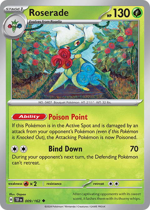 Roserade 9 Temporal Forces Pokémon card