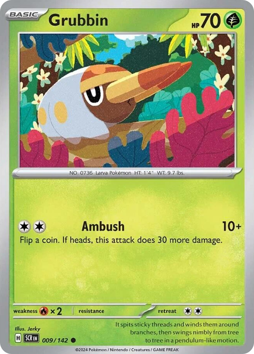 Grubbin 9 Stellar Crown Pokémon card