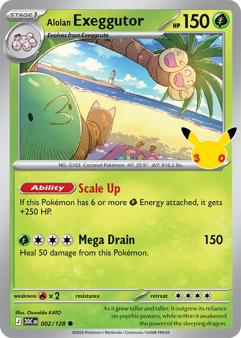 Alolan Exeggutor 2 30th Celebration Pokémon card