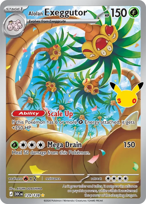 Alolan Exeggutor 129 30th Celebration Pokémon card
