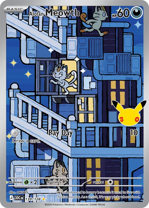 Alolan Meowth 139 30th Celebration Pokémon card