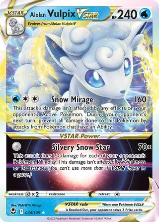 Alolan Vulpix VSTAR 034 Prize Pack Series Three Pokémon card