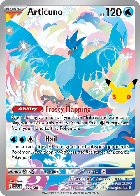 Articuno 132 30th Celebration Pokémon card
