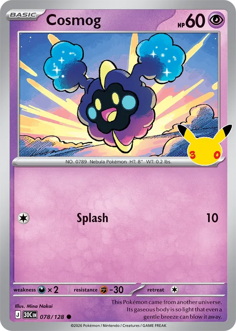 Cosmog 78 30th Celebration Pokémon card
