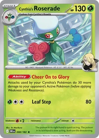 Cynthia's Roserade 008 Prize Pack Series Eight Pokémon card