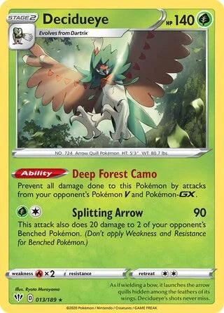 Decidueye 013 Prize Pack Series One Pokémon card