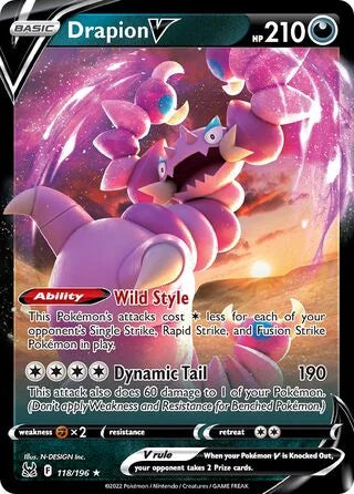Drapion V 118 Prize Pack Series Three Pokémon card