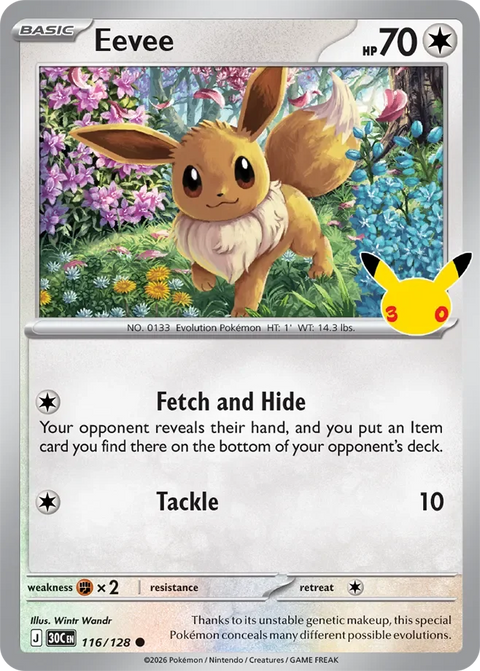 Eevee 116 30th Celebration Pokémon card