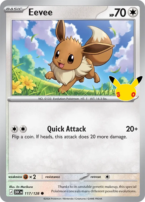 Eevee 117 30th Celebration Pokémon card