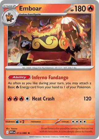 Emboar 013 Prize Pack Series Eight Pokémon card