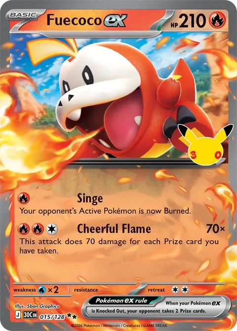 Fuecoco ex 15 30th Celebration Pokémon card
