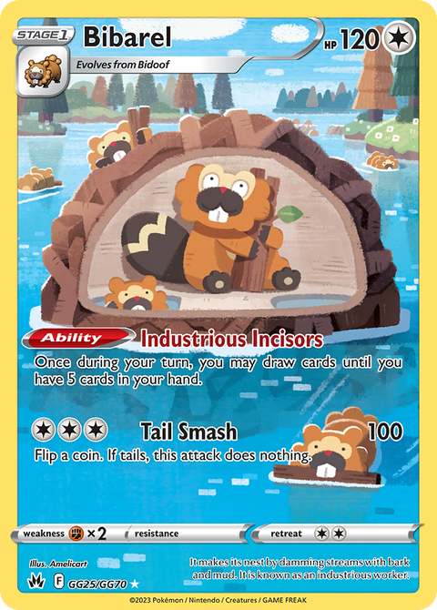 Bibarel GG25 Crown Zenith Galarian Gallery Pokémon card