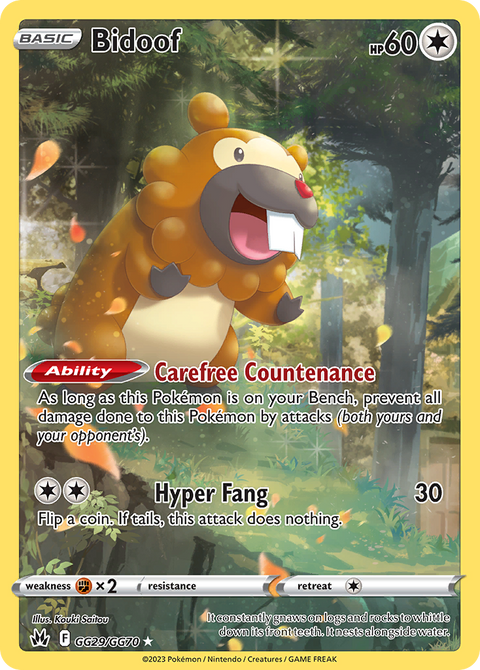 Bidoof GG29 Crown Zenith Galarian Gallery Pokémon card