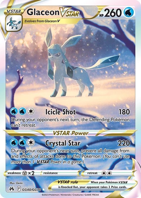 Glaceon VSTAR GG40 Crown Zenith Galarian Gallery Pokémon card