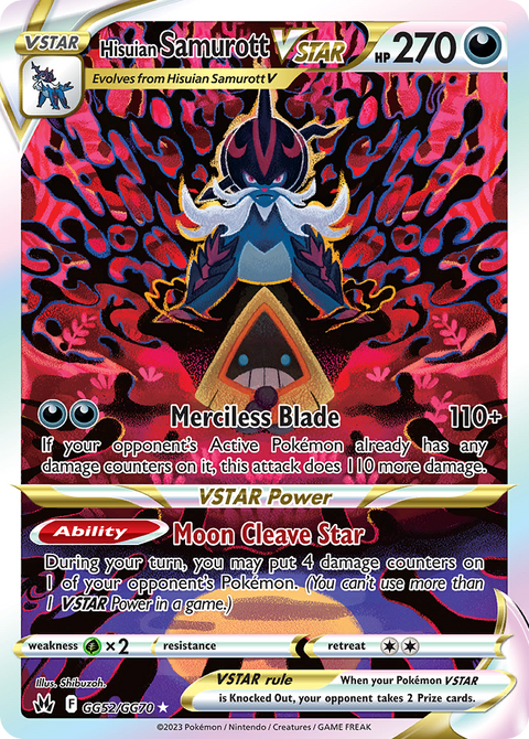 Hisuian Samurott VSTAR GG52 Crown Zenith Galarian Gallery Pokémon card