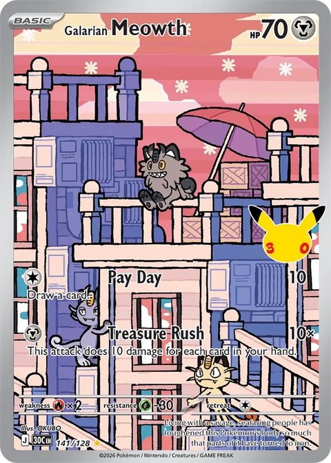 Galarian Meowth 141 30th Celebration Pokémon card