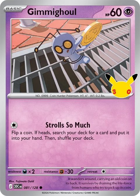 Gimmighoul 81 30th Celebration Pokémon card
