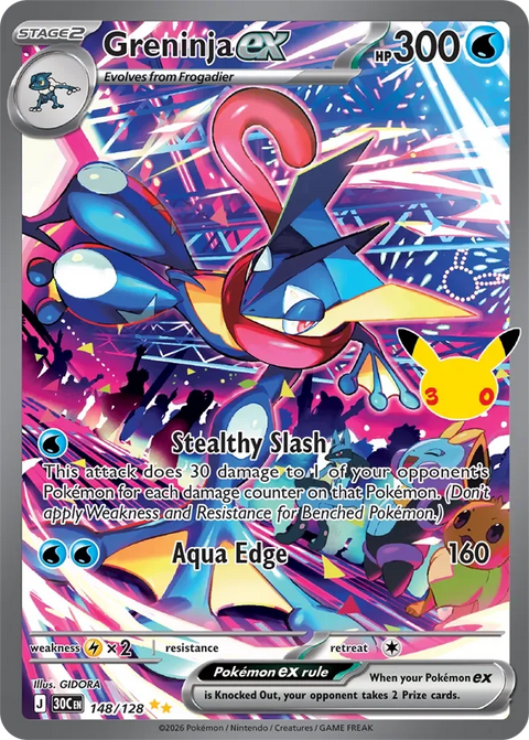 Greninja ex 148 30th Celebration Pokémon card