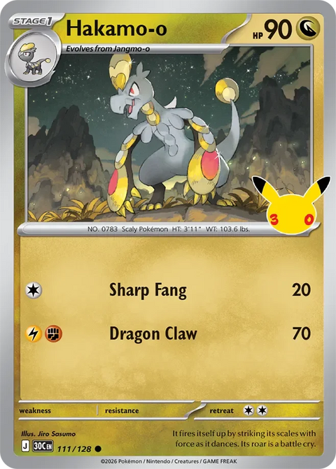 Hakamo-o 111 30th Celebration Pokémon card