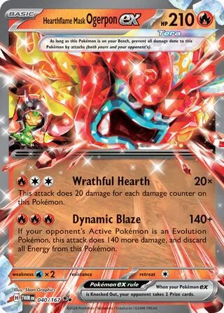 Hearthflame Mask Ogerpon ex 040 Prize Pack Series Six Pokémon card