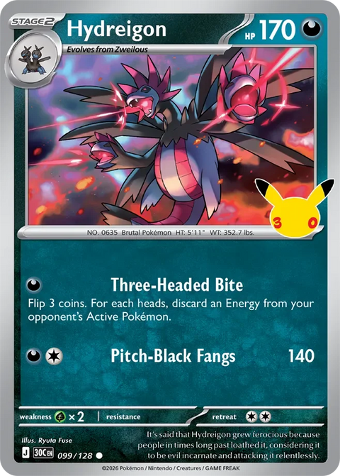 Hydreigon 99 30th Celebration Pokémon card