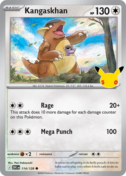 Kangaskhan 114 30th Celebration Pokémon card