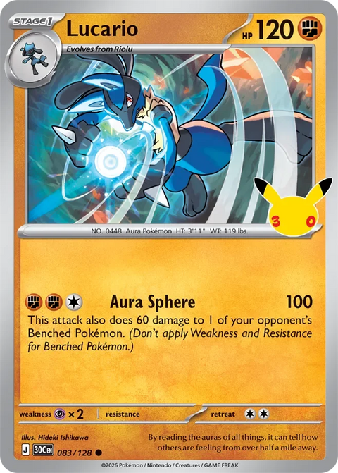Lucario 83 30th Celebration Pokémon card