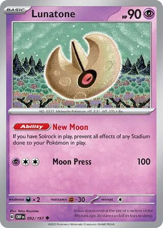 Lunatone 092 Prize Pack Series Four Pokémon card