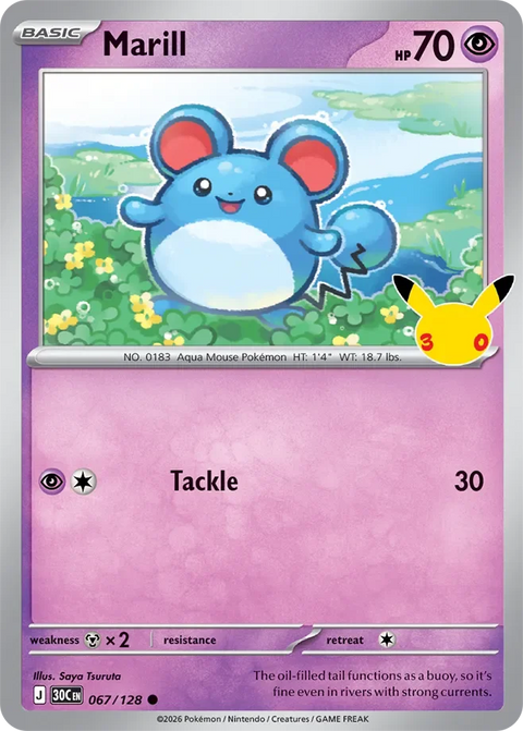 Marill 67 30th Celebration Pokémon card
