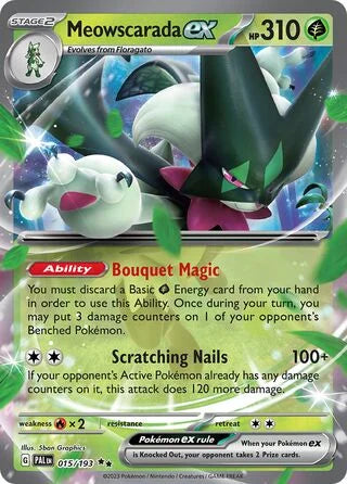 Meowscarada ex 015 Prize Pack Series Four Pokémon card