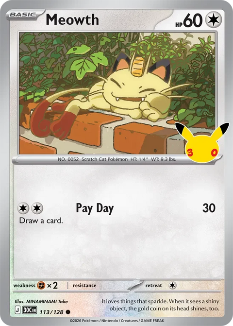 Meowth 113 30th Celebration Pokémon card