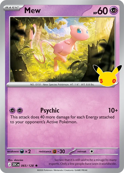 Mew 65 30th Celebration Pokémon card