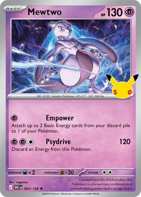 Mewtwo 63 30th Celebration Pokémon card