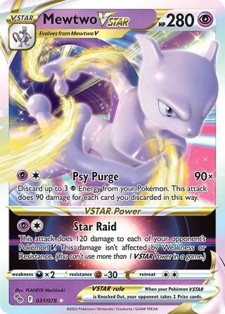 Mewtwo VSTAR 031 Prize Pack Series Three Pokémon card
