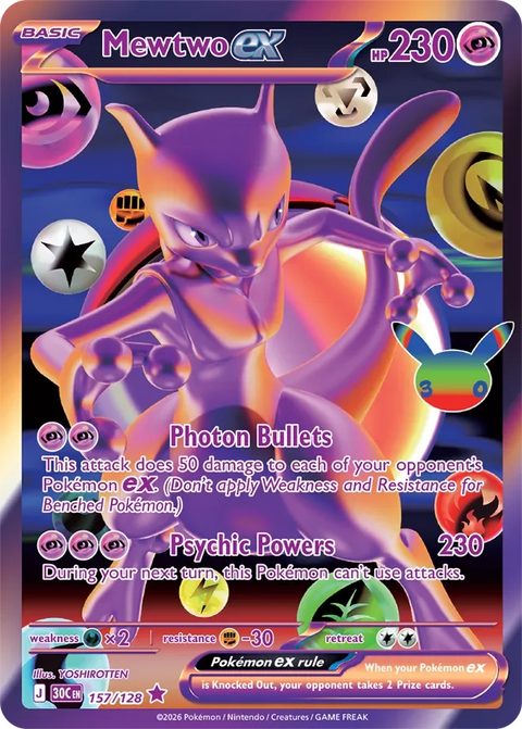 Mewtwo ex 157 30th Celebration Pokémon card