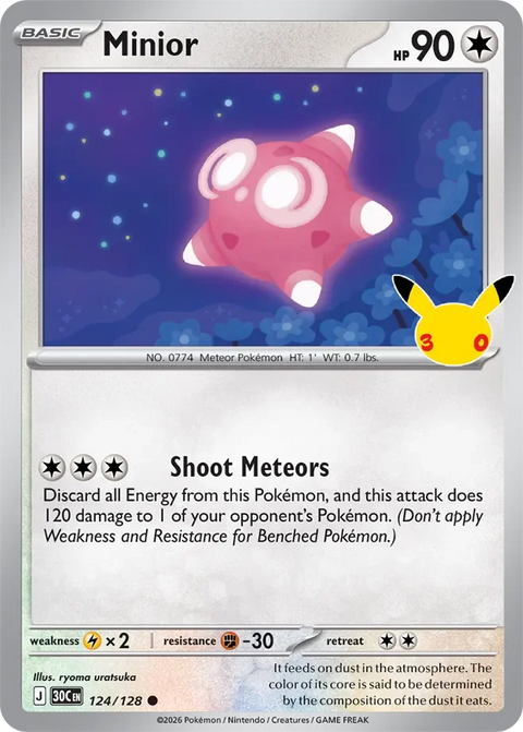 Minior 124 30th Celebration Pokémon card