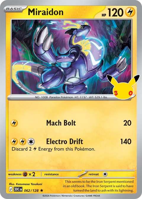 Miraidon 62 30th Celebration Pokémon card